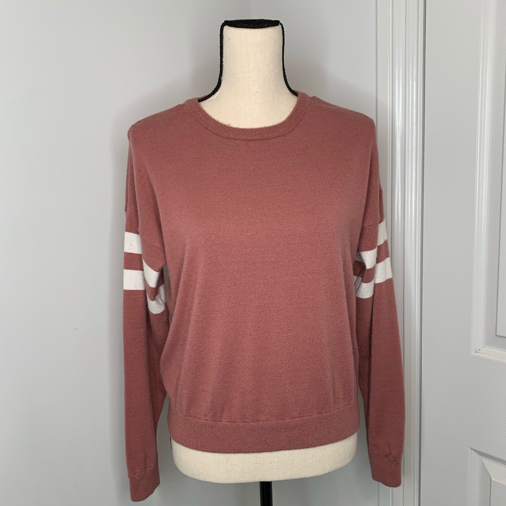 Forever 21 sweater with white stripes on sleeve